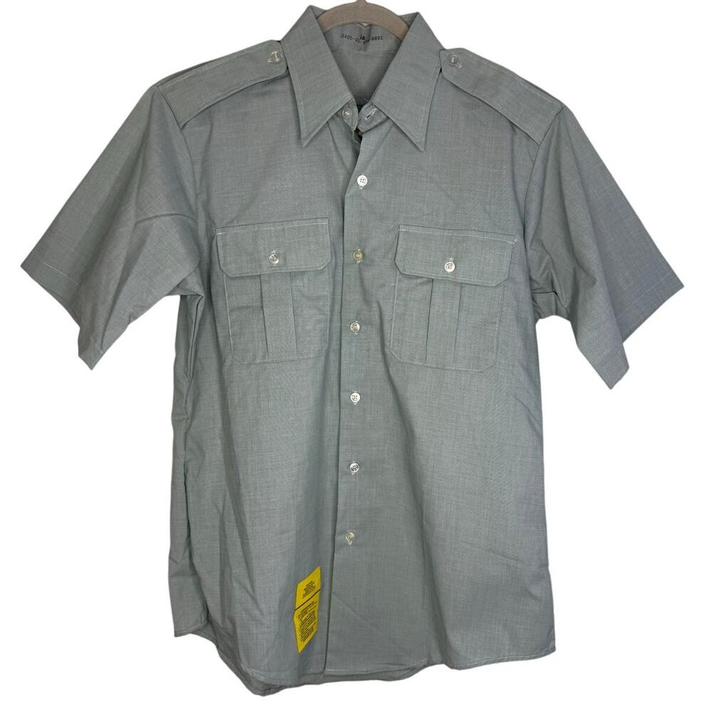 Vintage J.H. Rutter Rex Military Button Up Short Sleeve Shirt Men's Size 16